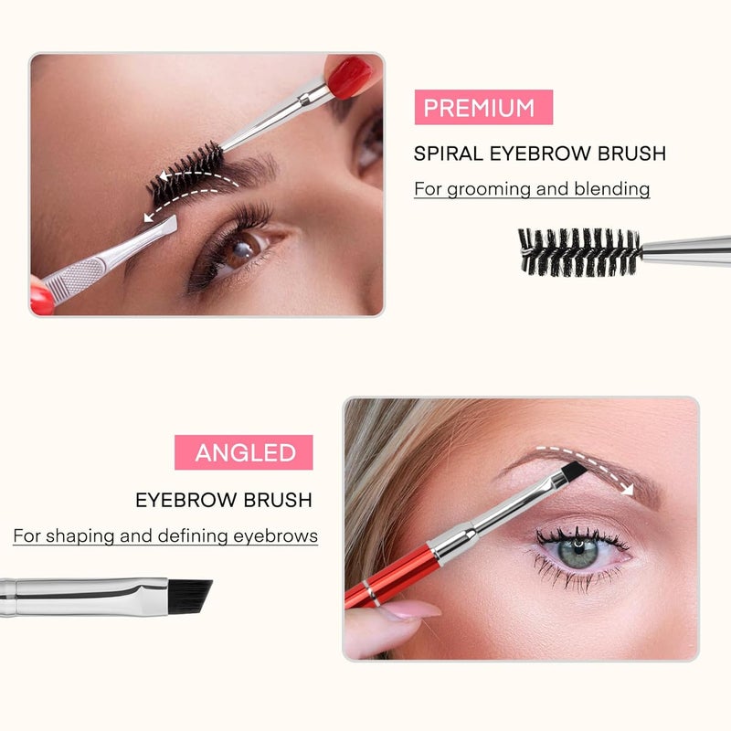 Unaone Eyebrow Brush - 2 PCS Professional Dual-Ended Angled Eye Brow Brush Applicator For Shaping and Filling Brows Lash Eyeliner - Image 4